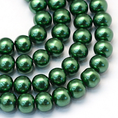 Baking Paint Pearlized Glass Pearl Round Bead Strands X-HY-Q330-8mm-71-1