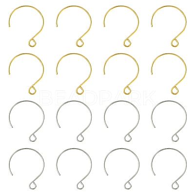 24Pcs 2 Colors Ion Plating(IP) 304 Stainless Steel Earring Hooks STAS-FS0001-65-1