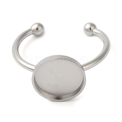 Non-Tarnish 304 Stainless Steel Open Cuff Ring Components X-STAS-I306-05C-P-1