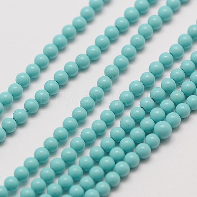 Synthetic Taiwan Turquoise Round Beads Strands G-A130-3mm-L08-1