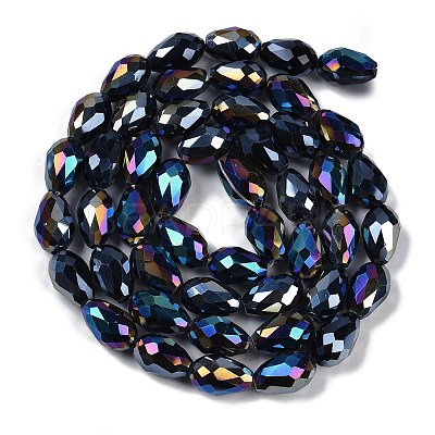 Opaque Solid Color Electroplate Glass Beads Strands EGLA-N013-P10mm-B01-1