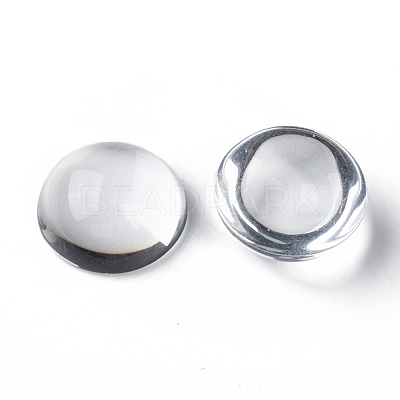 Transparent Half Round Glass Cabochons X-GGLA-R027-25mm-1
