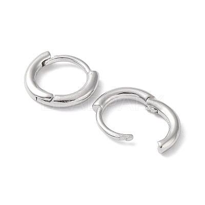 Rhodium Plated 925 Sterling Silver Huggie Hoop Earrings EJEW-K258-19A-P-1