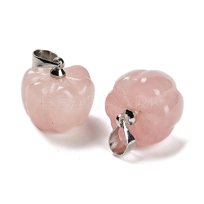 Natural Rose Quartz Pumpkin Charms G-K338-27P-07-1