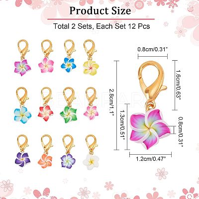 24Pcs Handmade Polymer Clay Flower Pendant Decorations HJEW-NB0001-58-1