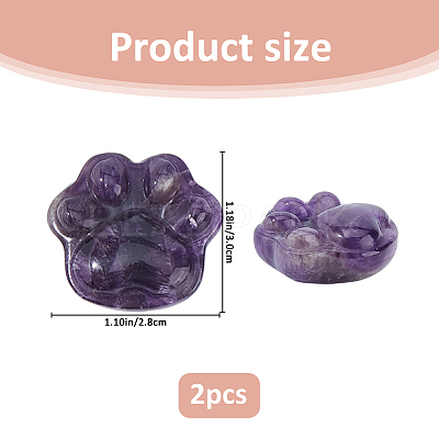 2Pcs Natural Amethyst Carved Figurines Statues for Home Office Desktop Decoration G-FH0002-75B-1