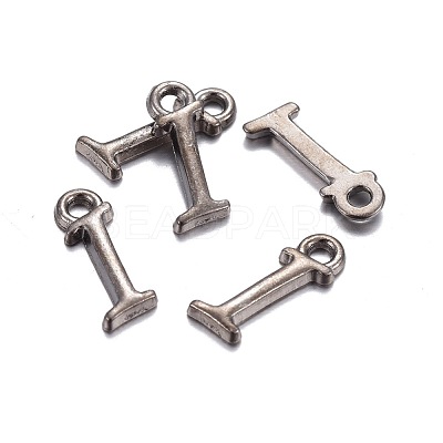 Gunmetal Plated Alloy Letter Pendants PALLOY-J718-01B-I-1