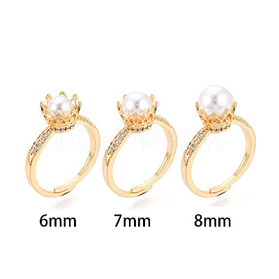 Crown Shape Brass Micro Pave Clear Cubic Zirconia Cup Peg Ring Settings KK-T076-18G-1