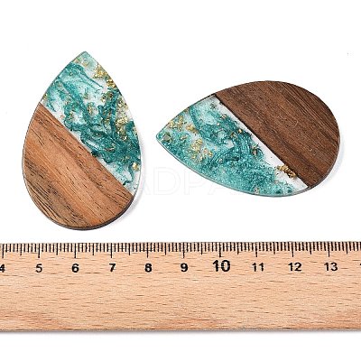 Transparent Resin & Walnut Wood Big Pendants RESI-T058-05M-1