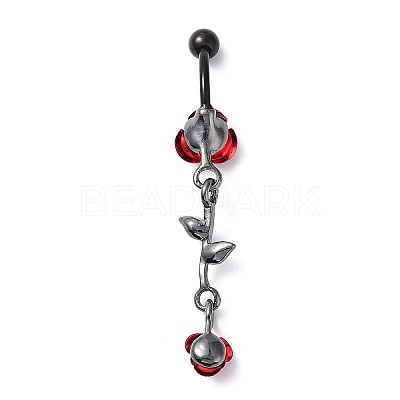 Hyacinth Rhinestone Charm Dangle Belly Rings AJEW-D053-01C-EB-1