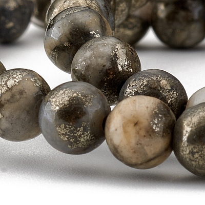 Natural Pyrite Beads Strands X-G-G839-01-6mm-1