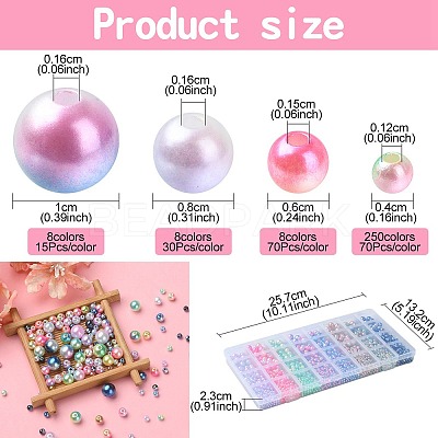 Rainbow ABS Plastic Imitation Pearl Beads OACR-YW0001-79-1