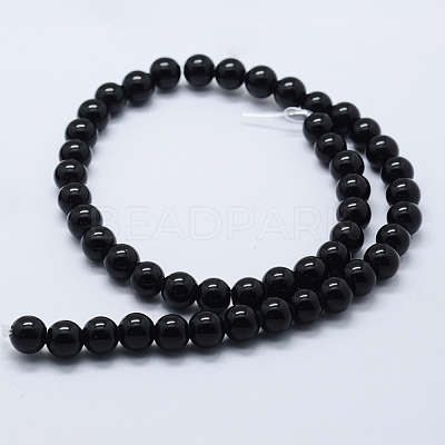 Natural Black Onyx Beads Strands G-P369-02-12mm-1