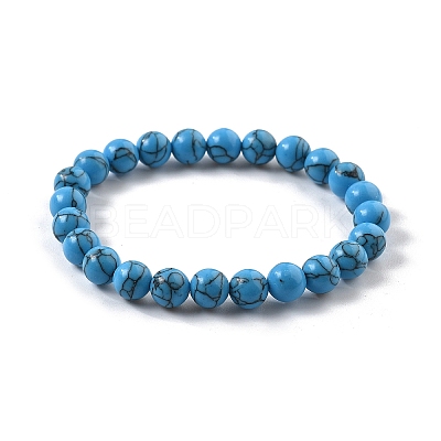 Synthetic Turquoise Jasper Bead Stretch Bracelets X-BJEW-K212-B-022-1