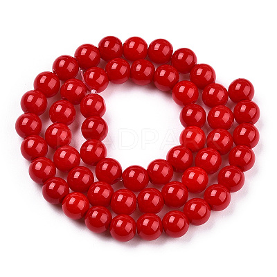 Opaque Solid Color Glass Beads Strands LS-GLAA-T032-P8mm-04-1
