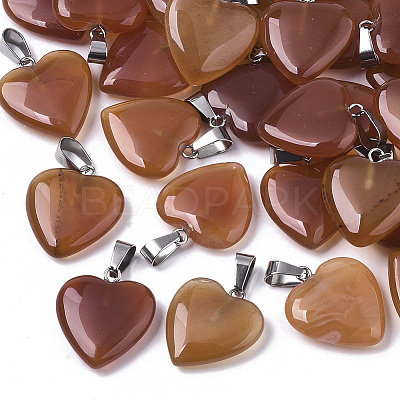 Heart Natural Carnelian Pendants X-G-Q438-17-1