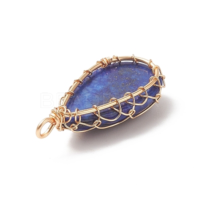 Natural Mixed Stone Copper Wire Wrapped Pendants PALLOY-JF02016-1