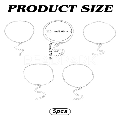 5Pcs Iron Chain Anklet Sets AJEW-LP0007-10P-1