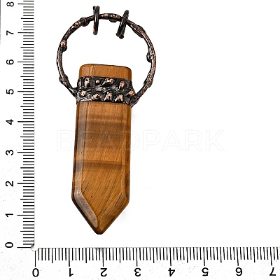 Natural Tiger Eye & Amethyst Sword Shape Big Pendants G-Q350-07J-1