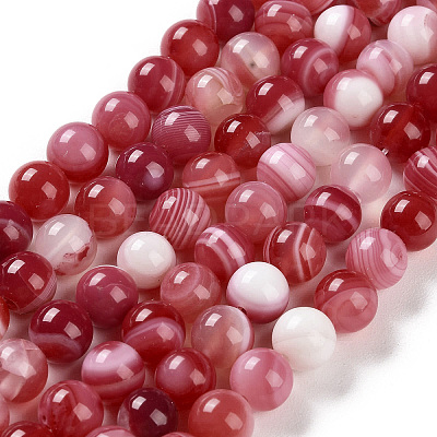Natural Striped Agate/Banded Agate Beads Strands G-Z060-A01-B15-1