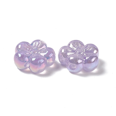 UV Plating Rainbow Iridescent Acrylic Flower Beads PACR-M003-10B-1