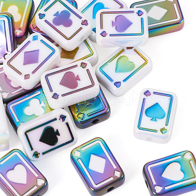 20Pcs 2 Colors UV Plating Rainbow Iridescent Acrylic Enamel Beads SACR-TA0001-70-1