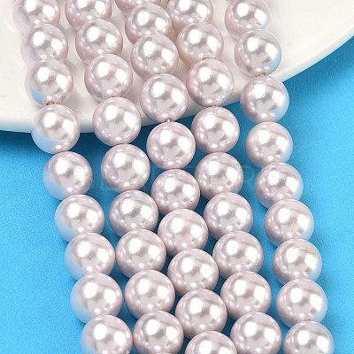 Electroplated Shell Pearl Beads Strands BSHE-G041-8mm-06-1