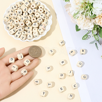 600Pcs Natural Maple Wood Printed Beads WOOD-PA0001-20-1
