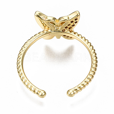 Brass Micro Pave Cubic Zirconia Cuff Rings RJEW-N035-035-NF-1