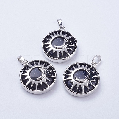 Synthetic Blue Goldstone Pendants G-K234-B06-1