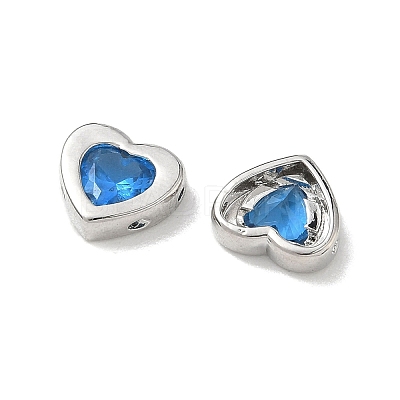 Valentine's Day Brass Pave Cornflower Blue Glass Beads KK-A300-06P-1