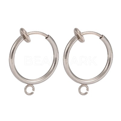 316 Surgical Stainless Steel Clip-on Hoop Earrings X-STAS-S101-15mm-01P-1