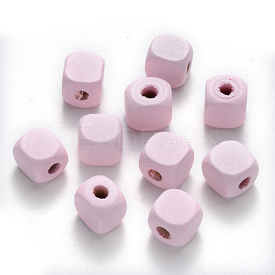 Spray Painted Natural Maple Wood Beads WOOD-N005-04B-1