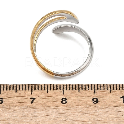 Adjustable 304 Stainless Steel Cuff Rings for Women LS-RJEW-B135-01GP-01-1