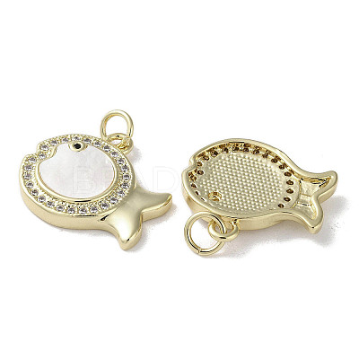 Brass Micro Pave Cubic Zirconia Pendants KK-G485-27C-G-1