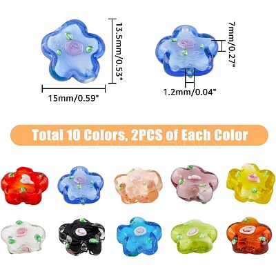 20Pcs 10 Colors Glass Bead FIND-HY0001-03-1