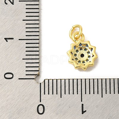 Real 18K Gold Plated Rack Plating Brass Micro Pave Cubic Zirconia Pendants Charms KK-S396-01G-1