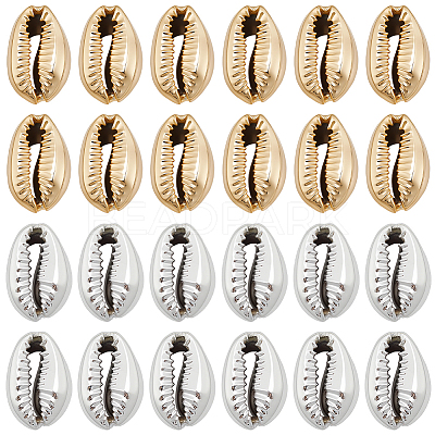80Pcs 2 Colors Electroplated Natural Cowrie Shell Beads BSHE-PA0001-06-1