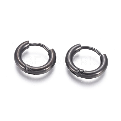 304 Stainless Steel Huggie Hoop Earrings EJEW-F111B-13mm-B-1