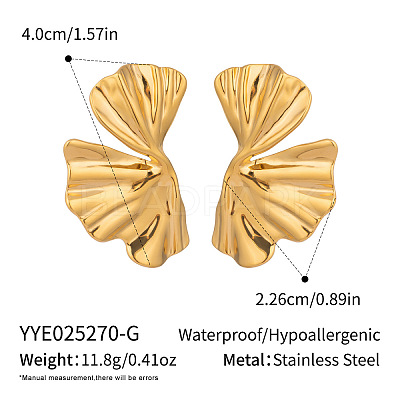 304 Stainless Steel Leaf Stud Earrings ND8551-1-1
