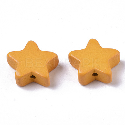 Painted Natural Wood Beads WOOD-R265-09-1