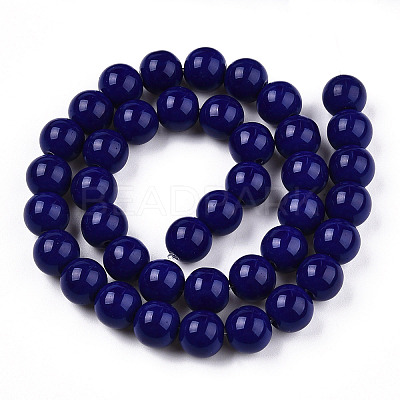 Opaque Solid Color Glass Beads Strands GLAA-T032-P10mm-03-1