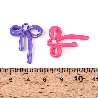 Rack Plating Spray Painted  Alloy and ABS Imitation Pearl Pendants X-PALLOY-T090-44-1