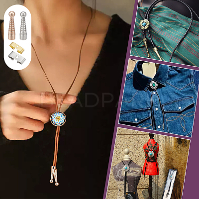 32Pcs 2 Colors Brass Bolo Tie Slide Clasps KK-NB0004-20-1