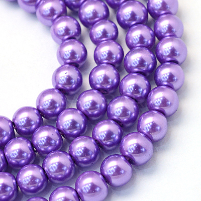 Baking Paint Pearlized Glass Pearl Round Bead Strands X-HY-Q003-12mm-27-1