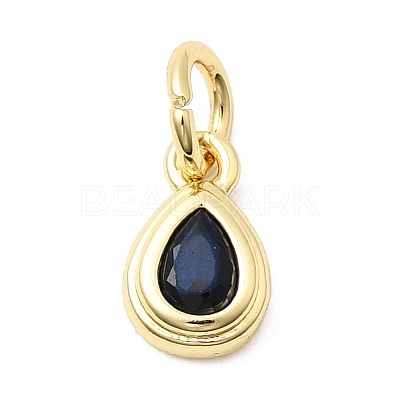 Brass Cubic Zirconia Charms KK-G554-02E-02-1