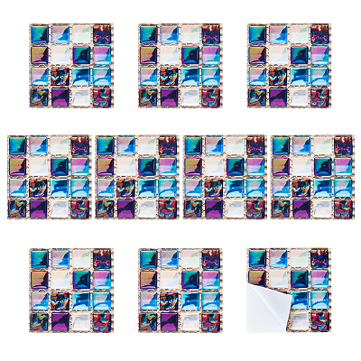 10 Sheets PVC Self Adhesive Mosaic Tile Stickers FIND-WH0145-99-1