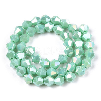 Opaque Solid Color Electroplate Glass Beads Strands EGLA-A039-P6mm-B20-1