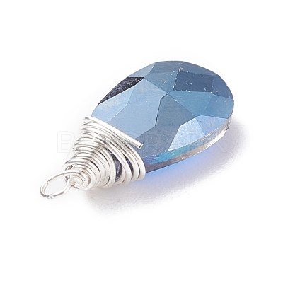 Faceted Glass Pendants PALLOY-JF01370-01-1