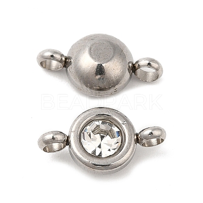 304 Stainless Steel Single Rhinestone Connector Charms STAS-E194-13P-1